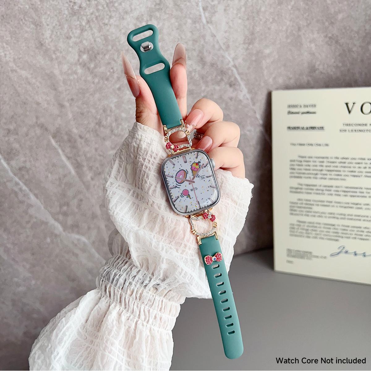 

Женский силиконовый ремешок для Apple Watch Ultra Band 49 мм S10 42 46 мм Алмазный мультяшный браслет Correa для iWatch 9 8 7 6 5 40 41 38 мм 38 40 41 S10-42mm