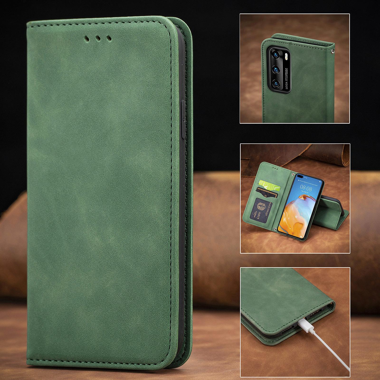 

Подходит для Galaxy+224 Чехол для телефона с откидной крышкой, вставка магнитной карты, Note+20 A52, кожаный защитный чехол Samsung+A32 зелёный