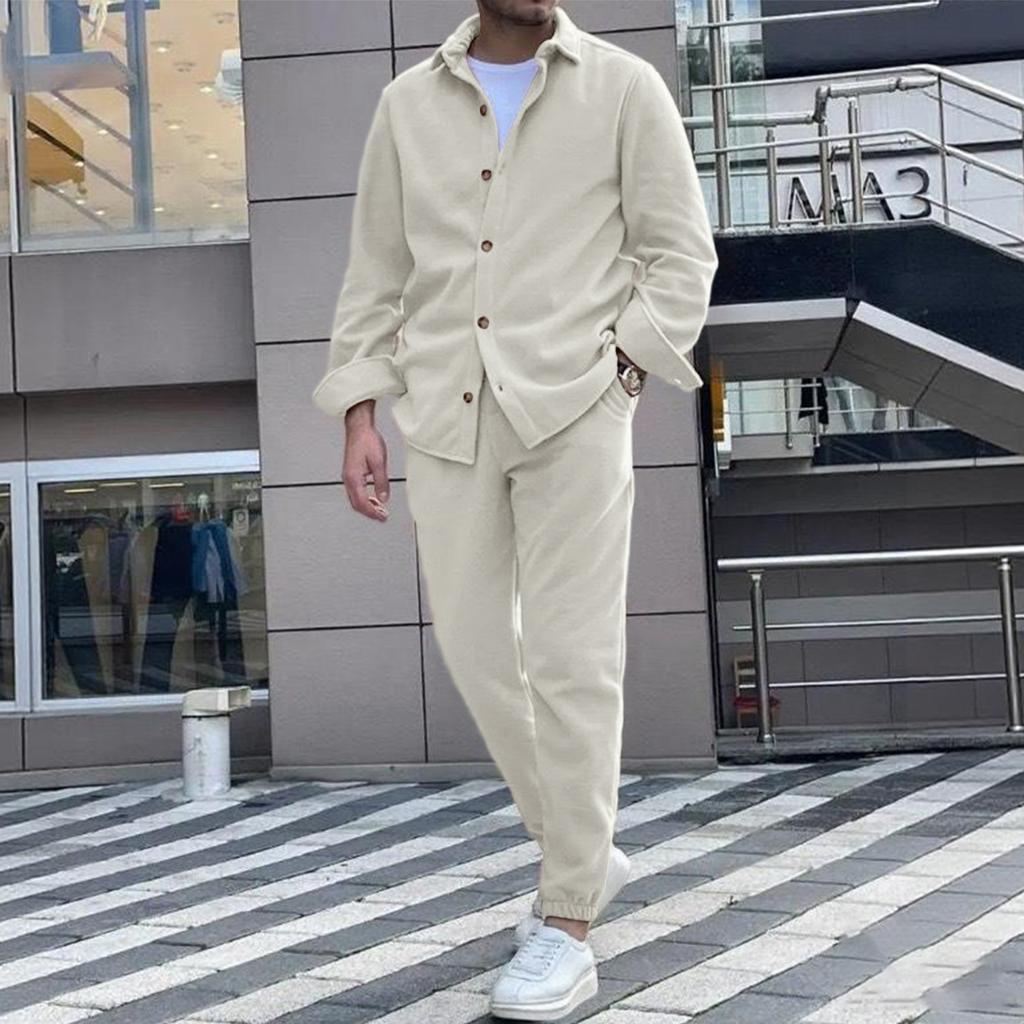 Fleece Pajama Set For Men 2 Piece Cozy Long Sleeve Shirt And Jogger Pants Winter Warm  Outfits Casual