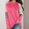 Cross-Border Fashion Autumn New round Neck Stripes Leopard Print Print Contrast Color Raglan Sleeve Long Sleeves T-shirt Women's Fashion All-Matching