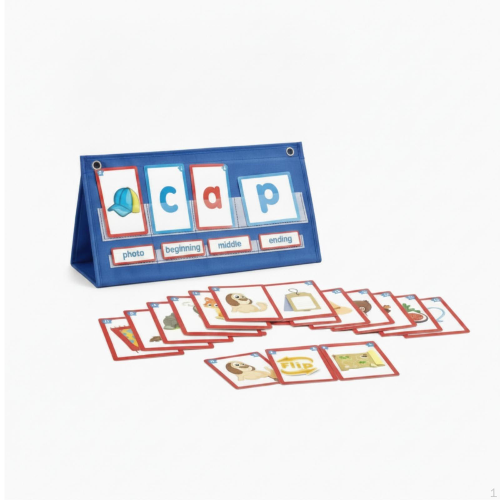Word Building Desktop Pocket Chart Foldable Phonics Board with Cards Clear