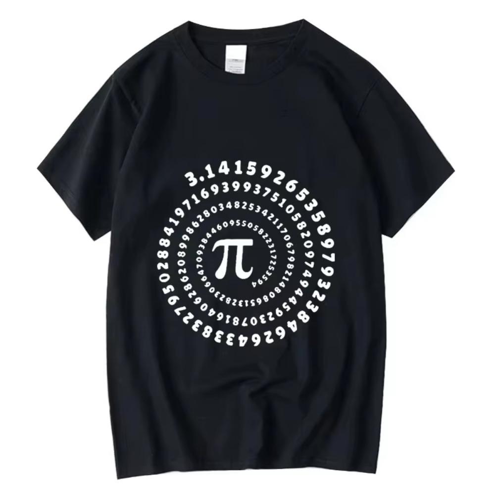 2025 Men's High Quality 100_ Cotton Funny Pi Design Print Summer Loose O-neck Men Tshirt Short Sleeve T-shirt Male Tees Tops