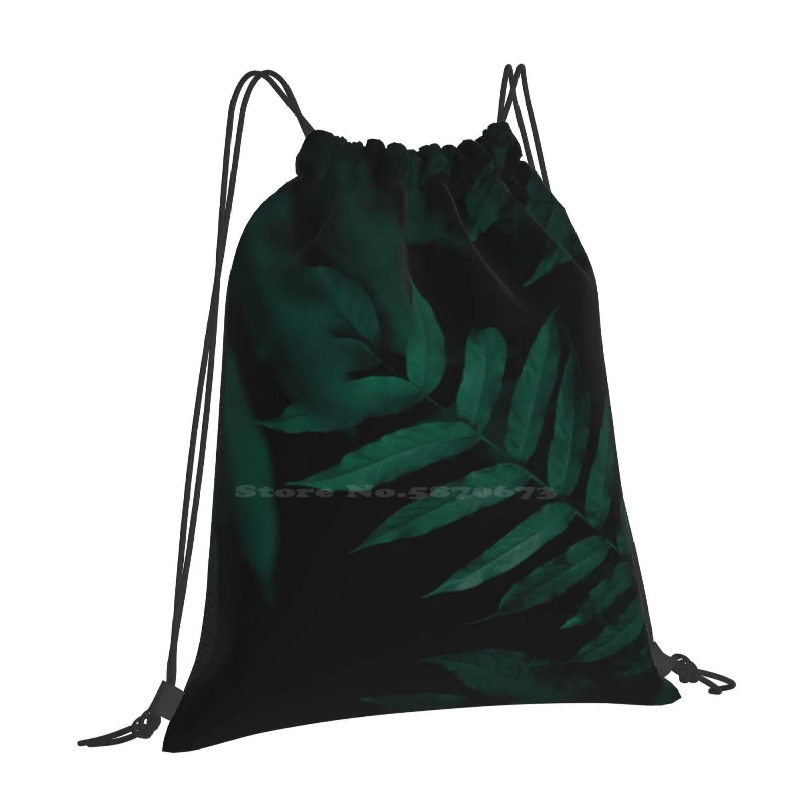 Dark Leaves Ii School Bag Big Capacity Backpack Laptop Nature Sheet Foliage Green Dark Plant Minimalism Minimalist Botany OneSize