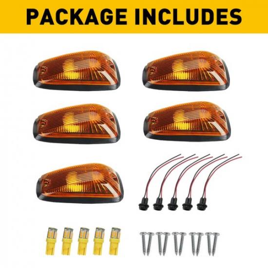 5x Dachmarkierungsleuchte Kabinen-Begrenzungslicht mit 5x T10-Birne für 1988-2002 Chevy/GMC Pickup