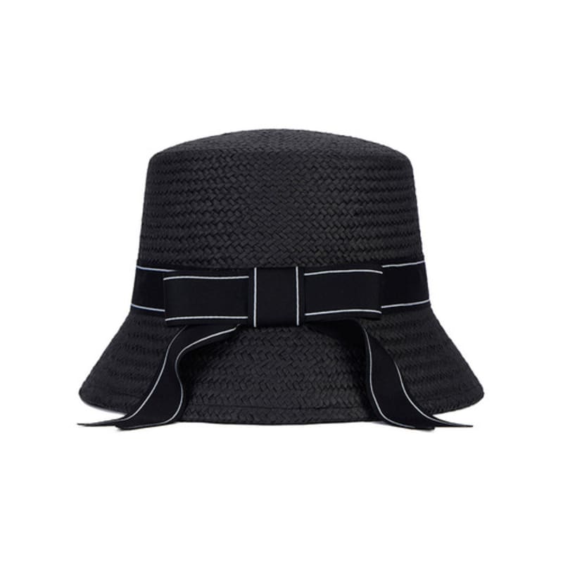 VARZAR Ribbon Paper Bucket Hat Black