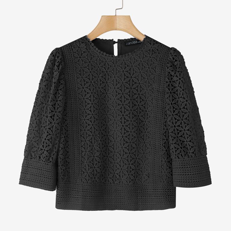 

ZANZEA Женская повседневная блузка с круглым вырезом и рукавом 3/4 в стиле пэчворк S