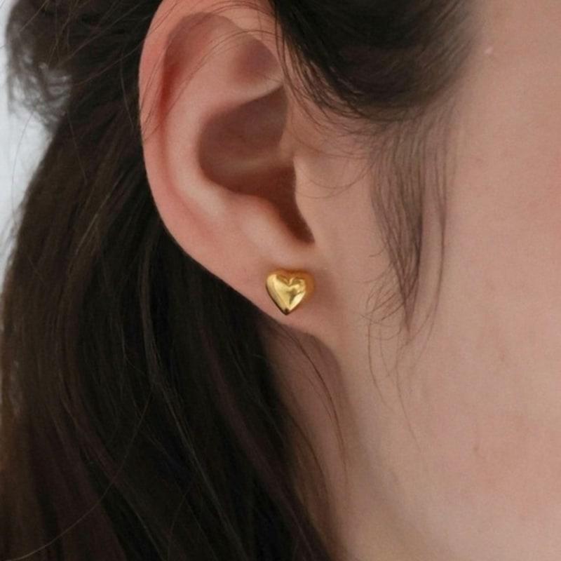 BEFORE MOONRISE [Silver 925] Plump Heart Earrings SE227 - Gold