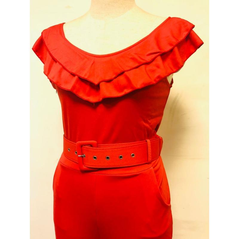 Women's Summer High Waisted Slim Cropped Pants with Belt Romper