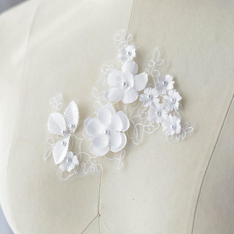 3D Three-Dimensional Beads, Lace Flower Slices, Wedding Dress, Veil, Handmade Diy Accessories, Bags, Decorative Materials, White.