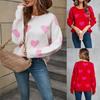 Winter Women's Sweater Love Valentine's Day Pullover Heart Color Clash Sweater