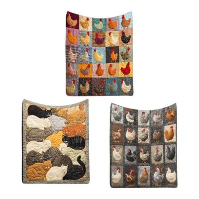 Funny Colorful Chicken Print Fleece Throw Blanket Rooster Plaids Blanket For Home Indoor Outdoor Use Machine Washable