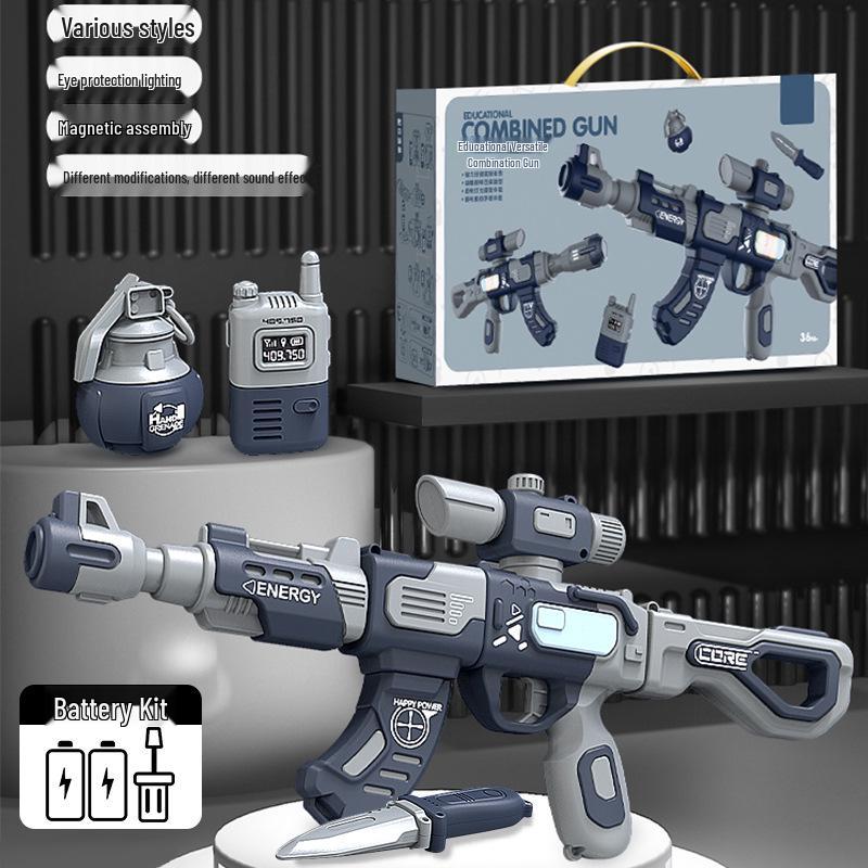 Children's Sound & Light Toy Gun - DIY Magnetic Assembly for Boys Ages 3-12, Perfect Birthday Gift