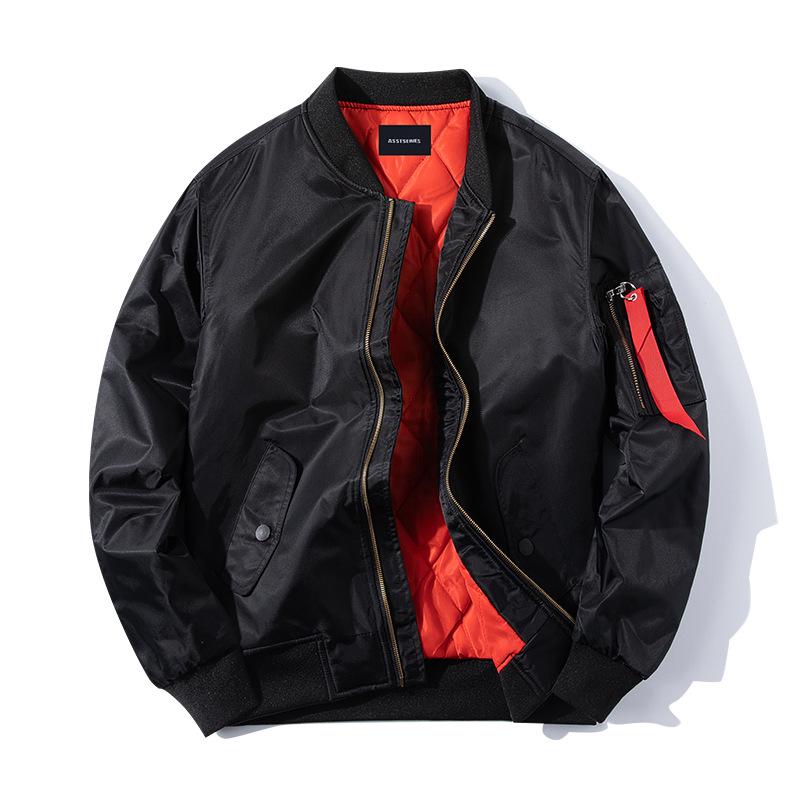 

Мужская хлопковая куртка-бомбер большого размера со стойкой - Модная осенне-зимняя спортивная одежда 4XL чёрный