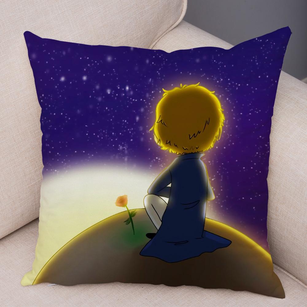 Little Prince Cushion Cover Decor France Anime Cartoon Print Pillow Case for Sofa Home Children Room Soft Plush Throw Pillowcase