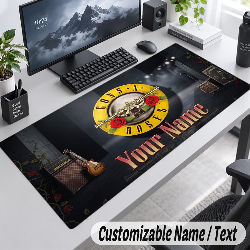 Custom Name Text Mouse Pad Guns N’ Roses Personalized Desk Pad For Work And Gaming