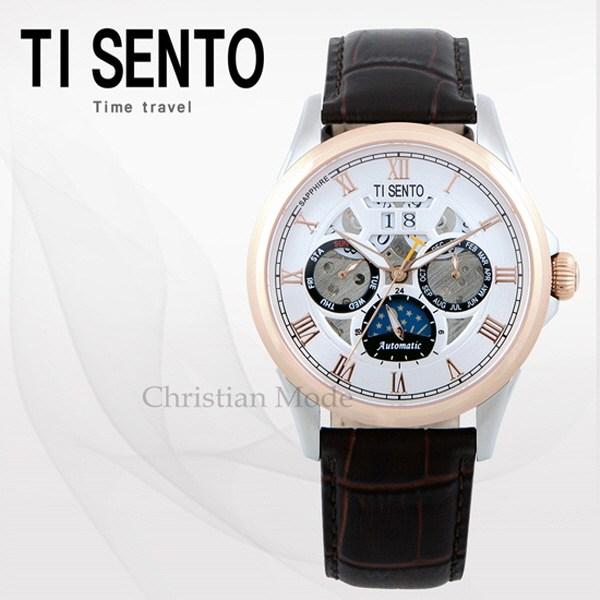 [Ticento]Men’s automatic leather watch TS50401ROCH, Korean Luxury Watches
