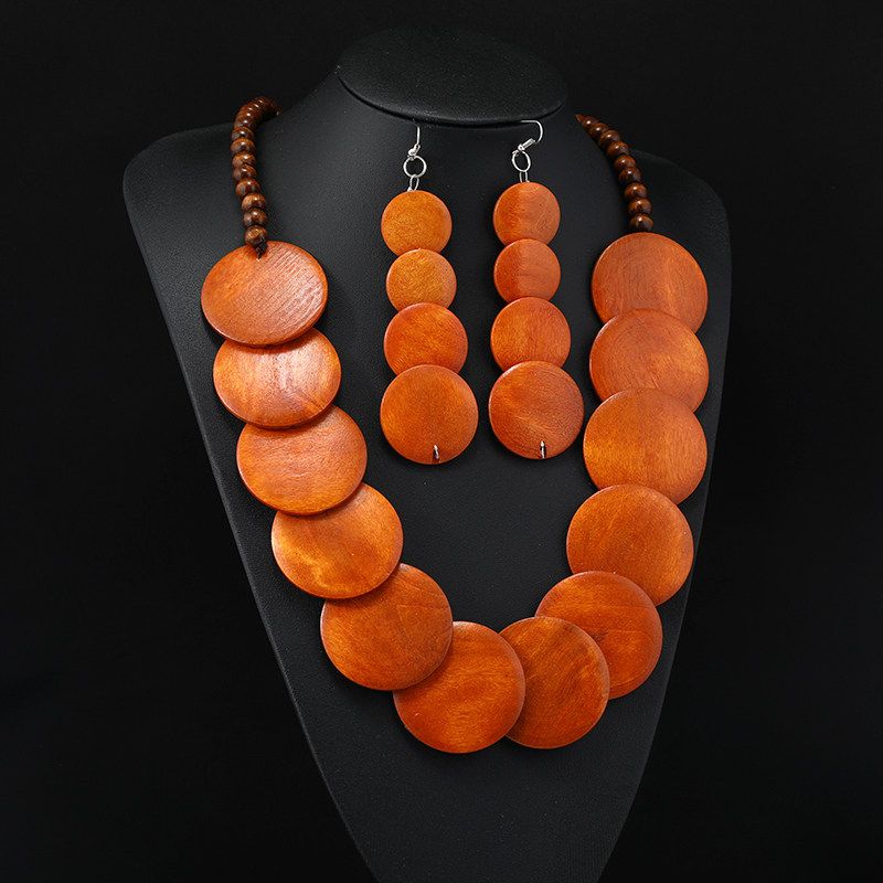 Retro Ethnic Style Wooden Necklace Fashion Style Bohemia Long Stylish Multi-Layer Sweater Chain Performance Accessories Women