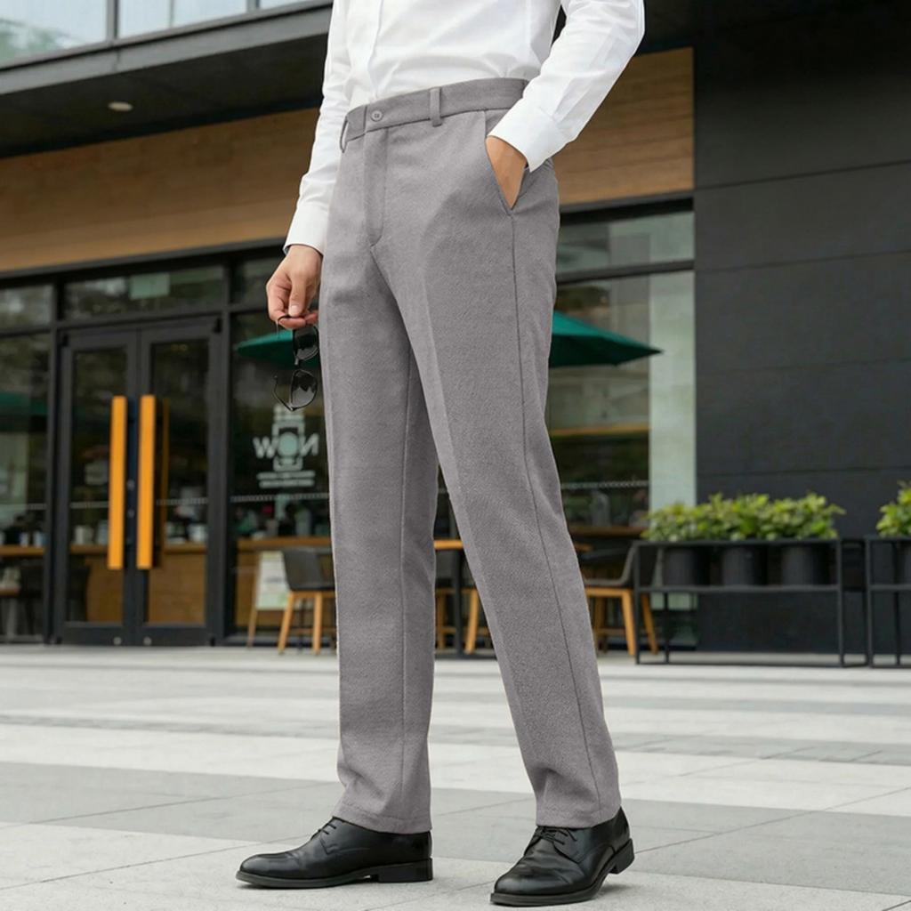 Men's English Gentleman Slim Fit Straight Leg Dress Pants | Casual Business Trousers For Commute