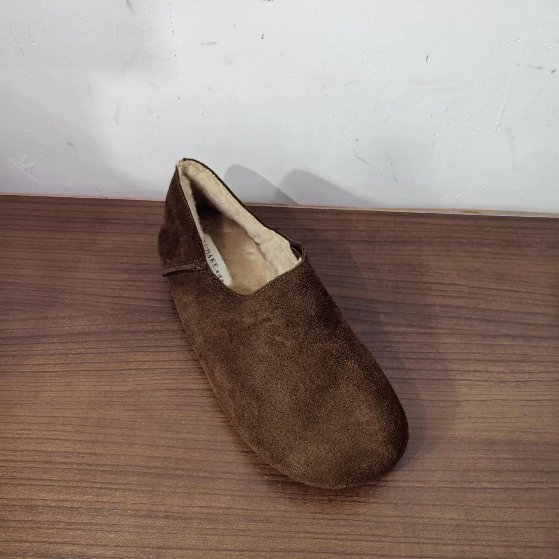 

Ленивый отдых в стиле ретро~ Минималистичные кожаные туфли-дуду на толстой подошве, полностью закрывающие стопу и обеспечивающие комфорт 40