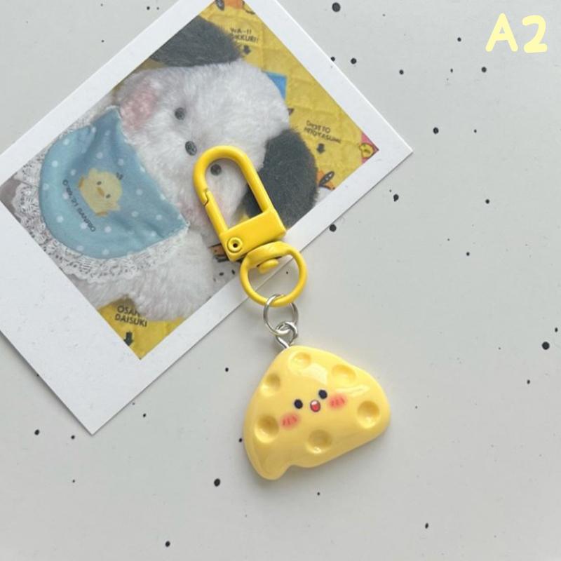 Cute Poached Egg Cheese Pendant Funny Keychain Kawaii Cartoon Simulated Food Key Chain Children's Toy Promotional Gifts