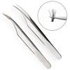 Lashie - Set of 2: Stainless Steel Eyelash Tweezers (Various Designs)