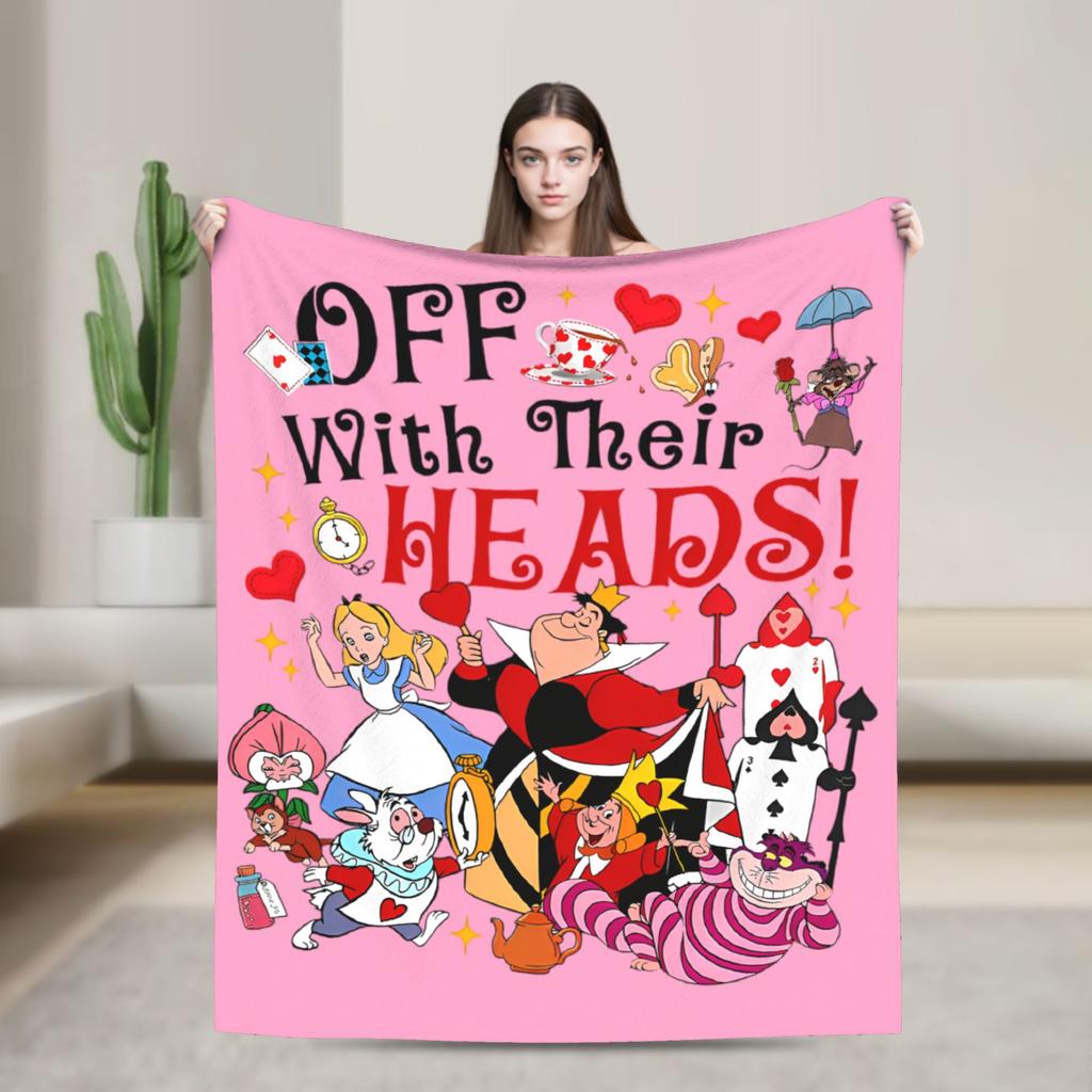 Regina di Cuori Alice nel Paese delle Meraviglie Coperte Velluto Carte da Gioco Calda Coperta da Viaggio per Esterno Biancheria da Letto Plaid Pezzo di Tappeto