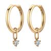 Kinitial Zarte Goldfarbene Zirkonstein-Anhänger Messing-Creolen für Damen Mädchen Lässiger Täglicher Klassischer Sommer-Schmuck