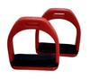 Red Plastic Polymer Composite Horse Stirrups Light Weight Black Rubber Mat
