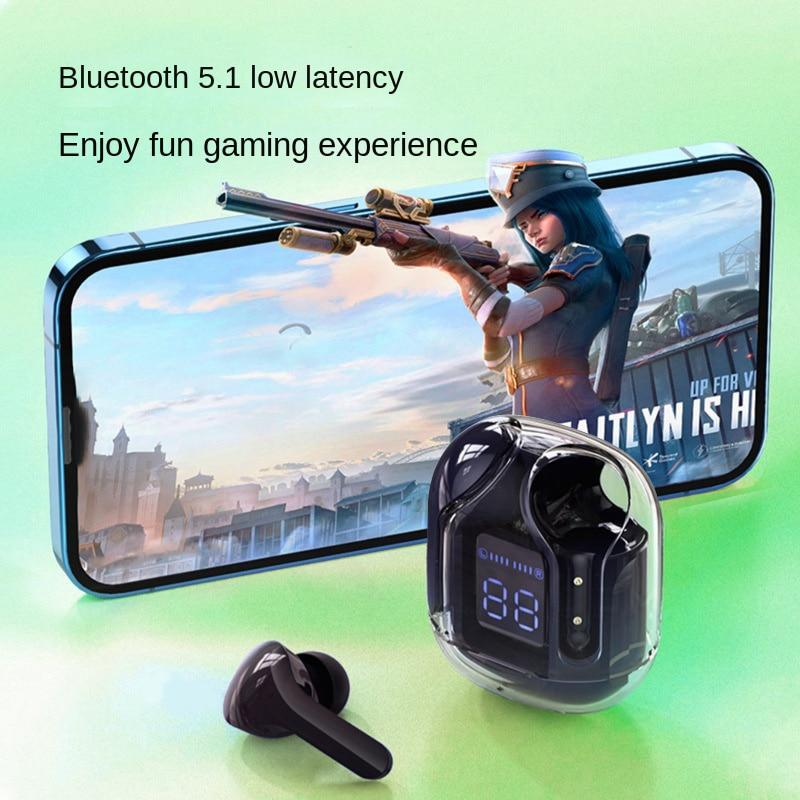 Bluetooth 5.3 Kabellose Ohrhörer Transparentes Ladegehäuse Wasserdichte Kopfhörer für Sportmusik Geräuschunterdrückung HiFi-Stereo-Headsets