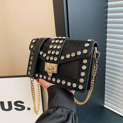 Crossbody Bags for Women Diamond Rivets New Alligator Pattern Small Square Bags Female Handbags Light Luxury Flap Shoulder Bag