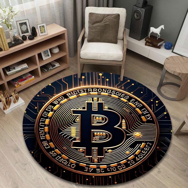 Bohemian Round Moon Multicolor Rug Pad, Non-Slip Floor Mat for Family Room