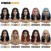 FREEDOM 13X7 Synthetic Lace Front Wigs For Women Short Bob Lace Frontal Wig Natural Curly Wavy Ombre Brown Blonde Cosplay Wigs