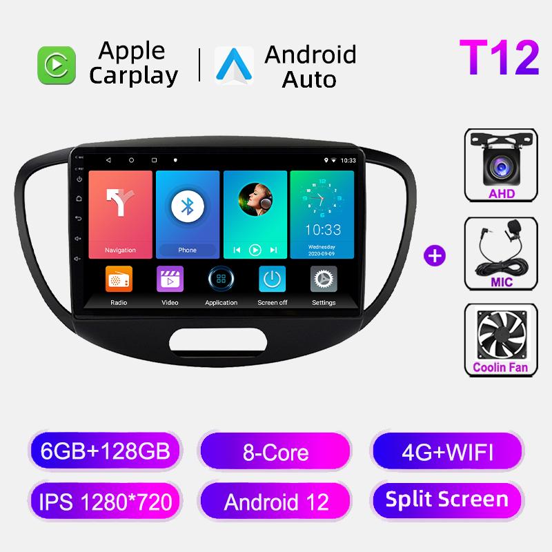 4G WIFI Android 12 Car Radio For Hyundai Grand I10 2008-2012 Multimedia Video Player GPS Navigation BT Carplay Auto Head Unit