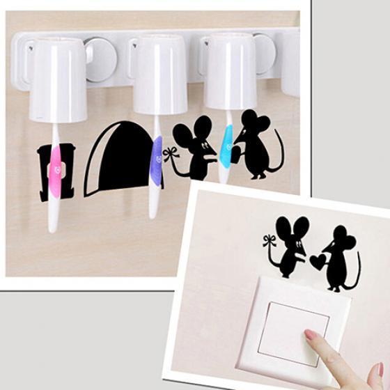 Cute Mouse Couple Love Heart Wall Art Sticker Vinyl Decal Wall Sticker Decor ARI