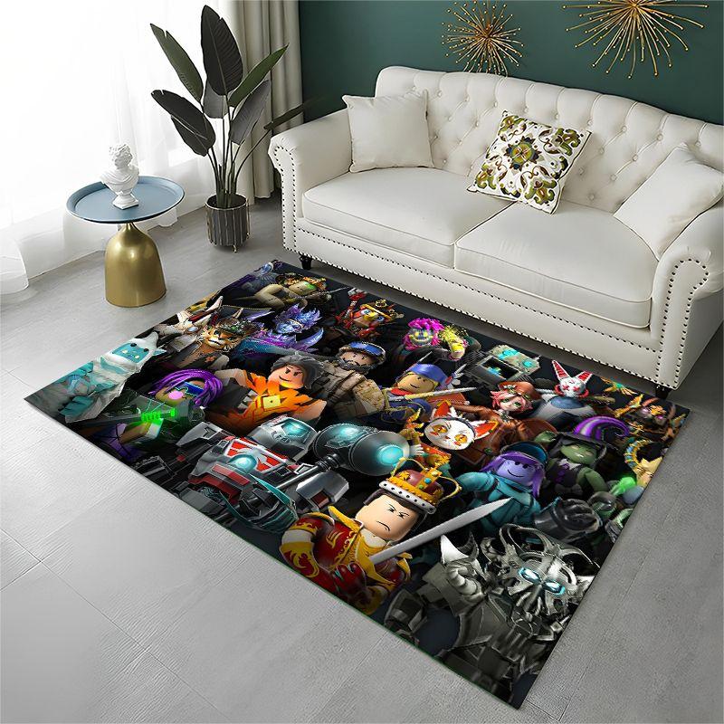 Classic Cartoon R-Robloxs Game Non-Slip Area Rug for Living Room,Bedroom,Playroom,Soft Carpet Floor Mat Home Decor Rug Room
