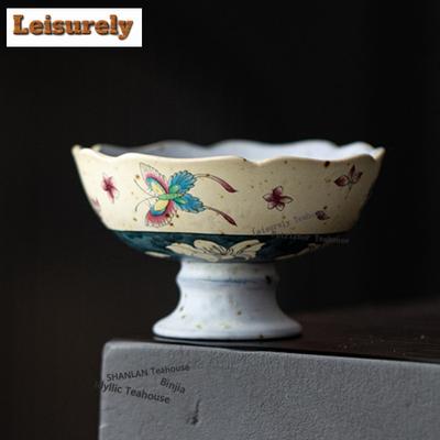 50ML Karamellglasur Schmetterlingslilie Hochfuß-Teetasse Handgefertigte Teeschale Kännchen Teeverkostung Persönliche Tasse Chazhan Meistertassen Cha Geschenk