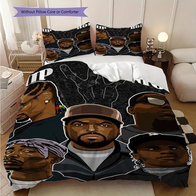Hip Hop Legends Visual Celebration Threepiece Set 1 Duvet Cover 2 Pillowcase Without Core Soft And Comfortable Duvet Cover And Pillowcase