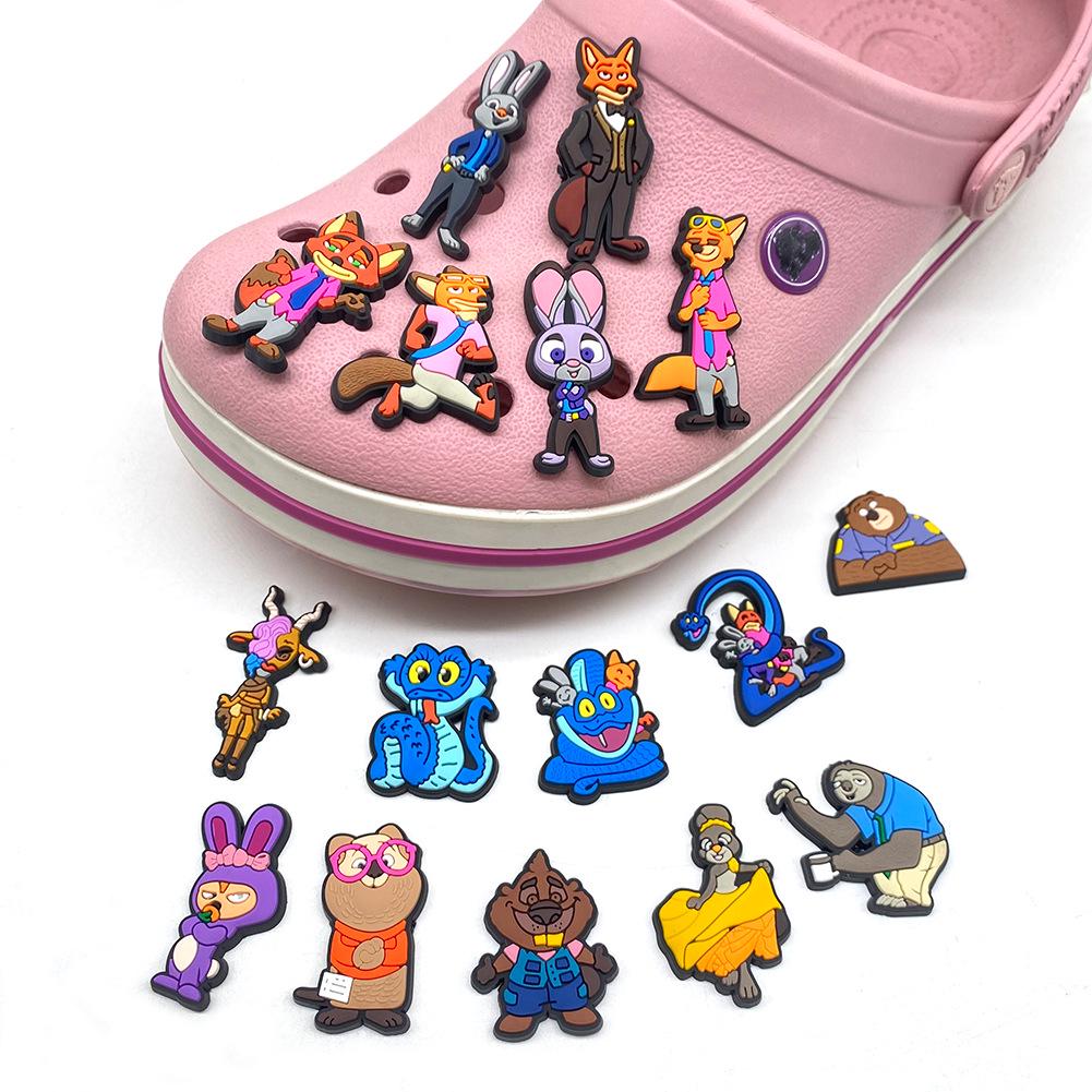 16-Piece Zootopia Cartoon Shoe Charms Set for DIY Sandals and Slippers