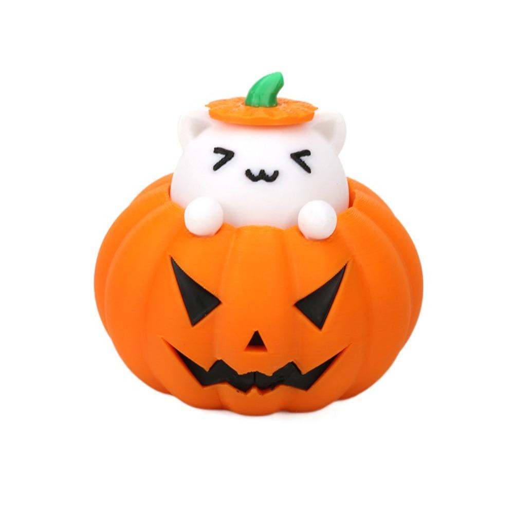 Cartoon 3D Printed Pumpkin Cat Statue Exquisite Miniature Sculpture Toy Figures  Party