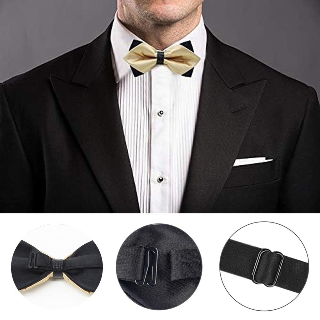 [NazyJnn] Men's Bow Tie, Solid Color, Glossy Finish, Hook Closure, Easy to Put On and Take Off, for Weddings, Parties, Receptions, After-Parties, and