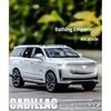 1/32 Model Samochodu ze Stopu Cadillac Escalade Wysoka Symulacja Odlewy Zabawka z Dźwiękiem i Światłem Pojazdy Pull Back Dekoracja Zabawki dla Dzieci