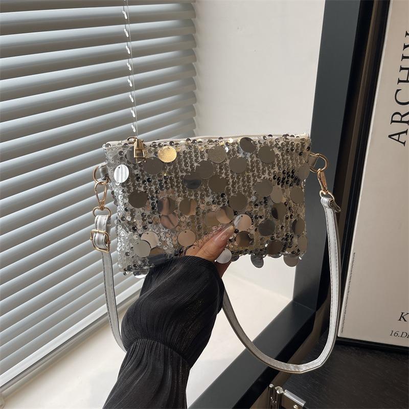 Fashion Popular Sequins Mobile Phone Small Square Bag Women's New Niche Design Shoulder Bag Mini Bag