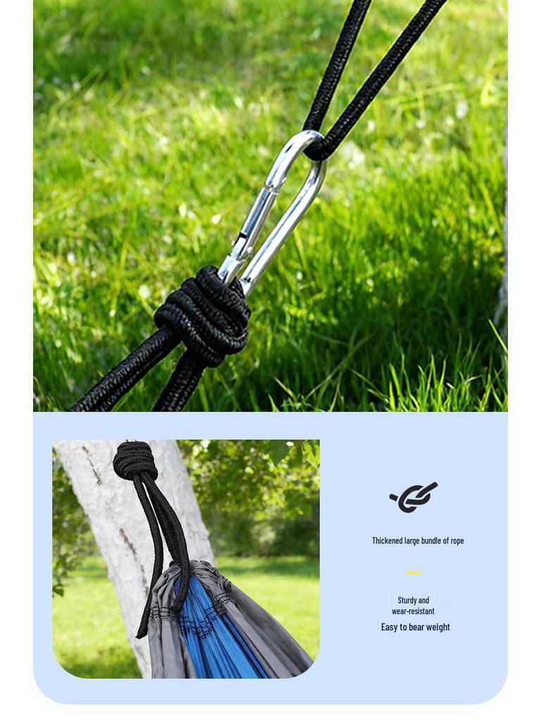 Outdoor Anti-Rollover Hanging Chair Hammock - Single/Double, Color-block Nylon, Parachute Cloth, Lightweight Swing.