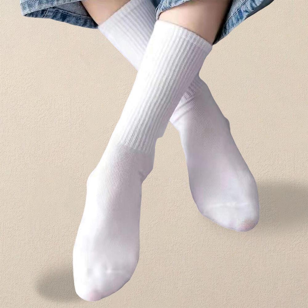 5/10Pairs Women Solid Color Socks Simple Versatile Fashionable Socks Antibacterial Odor Resistant Breathable Comfortable Socks