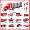 Carecoly Fire Truck Vehicle Set with Storage Truck, Alloy Mini Cars, Fire Map, Toy for Boys and Girls, Ages 6 and Up