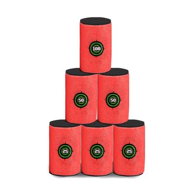 EKIND 6-Piece Large Foam Can Target Set, 2.36" W X 3.94" H, for Nerf Elite Series Blasters and Kids' Toys