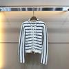 26th Anniversary Embroidery Stripe Knit Zipper Hooded Cardigan - Loose Fit Sweater