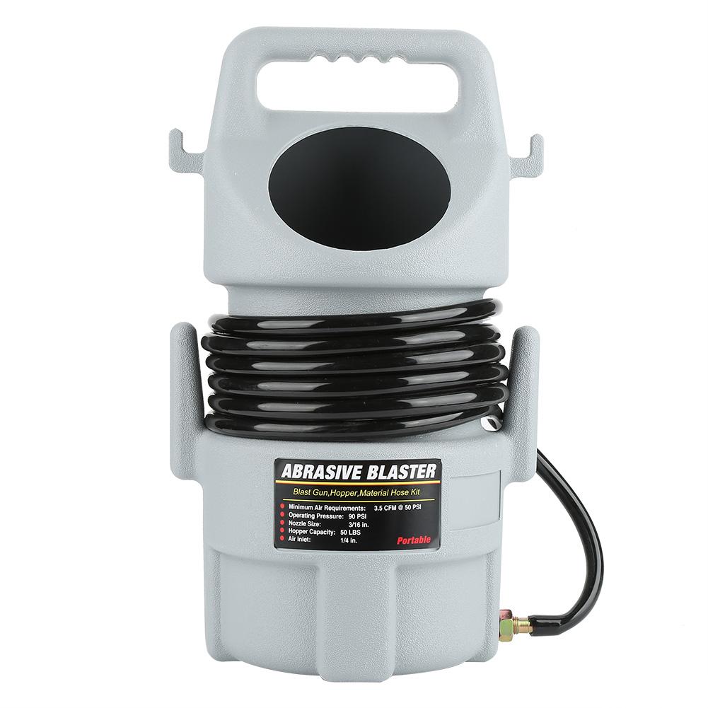 Portable Pneumatic Sand Blaster Kit Sandblasting Gun 15 Ft Hose & 50 Lb. Hopper