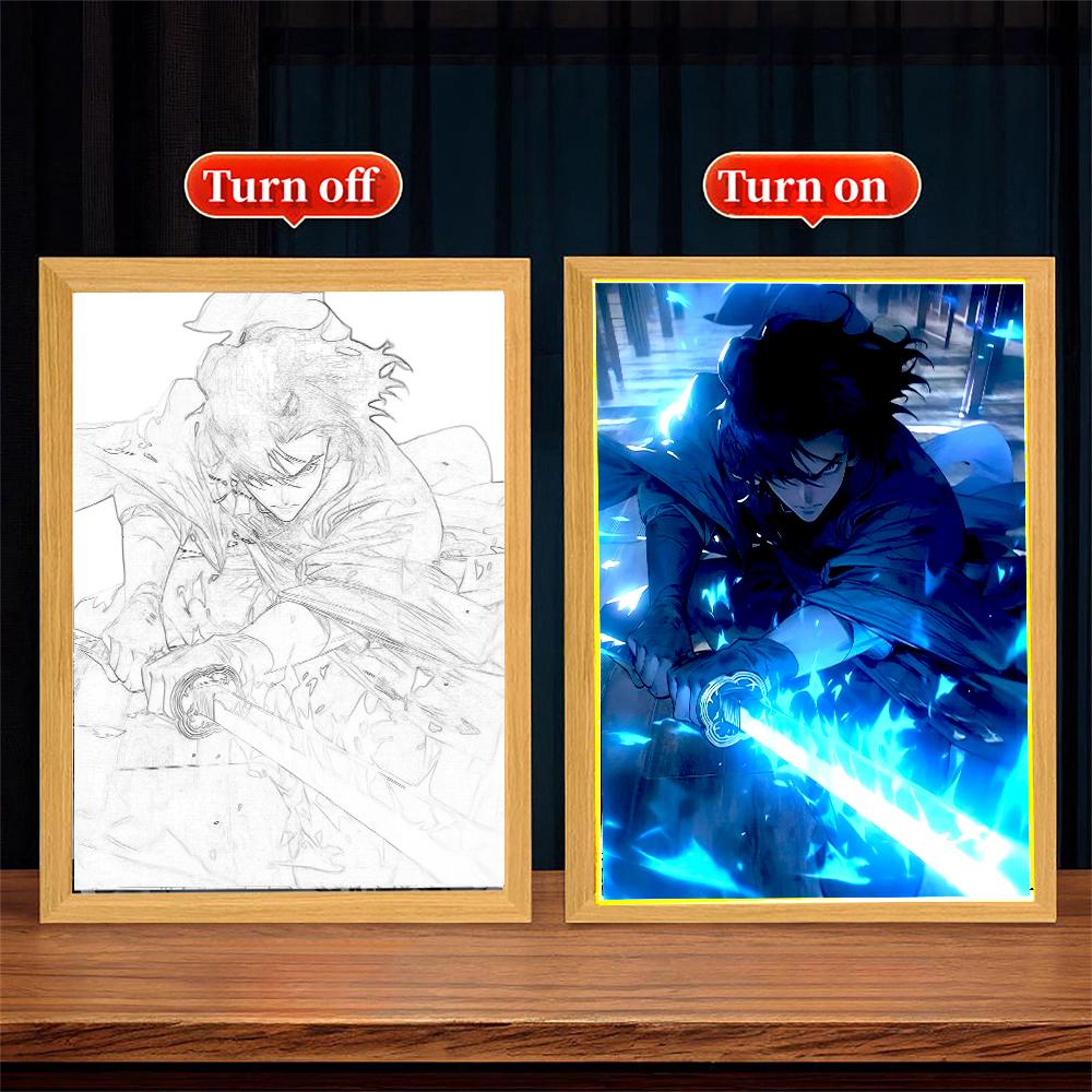 Anime Figure League of Legends Figures Light Painting Photo Frame Night Light Action Figures Gaming Room  Decor Christmas Gifts