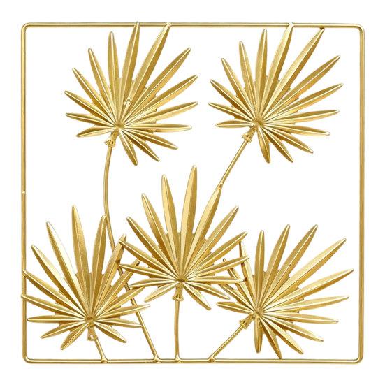 Bedroom Metal Wall Hanging Gold Monstera & Palm Leaf Art, 3D Hollow Lightweight Botanical Iron Luxury Decor for Living Room Sofa Background,